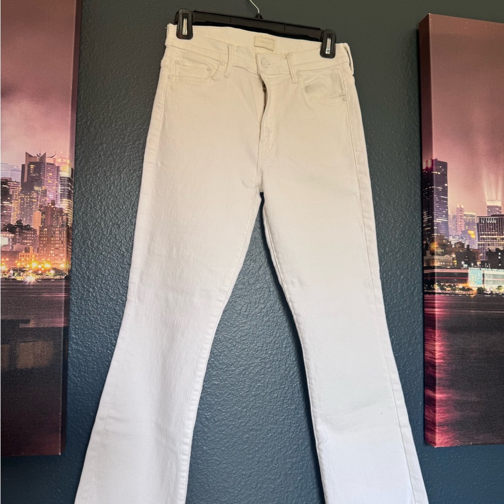 MOTHER Women's White Flare Jeans